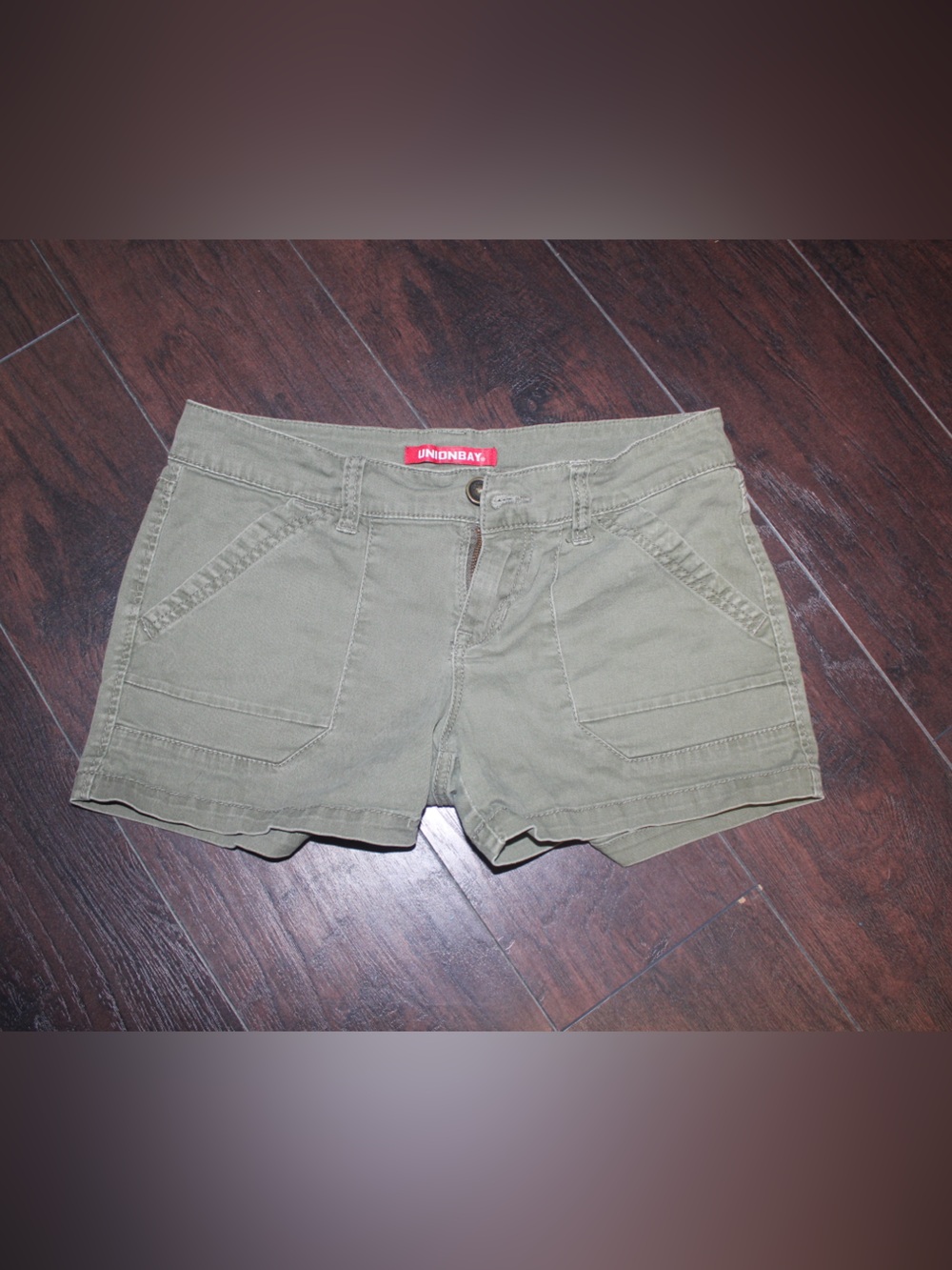 UNIONBAY Olive Green Women's Cargo-Style Jean Shorts